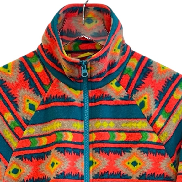 Chubbies Fleece Jacket Full-Zip Neon Aztec The Flame Print size Medium - Picture 7 of 8